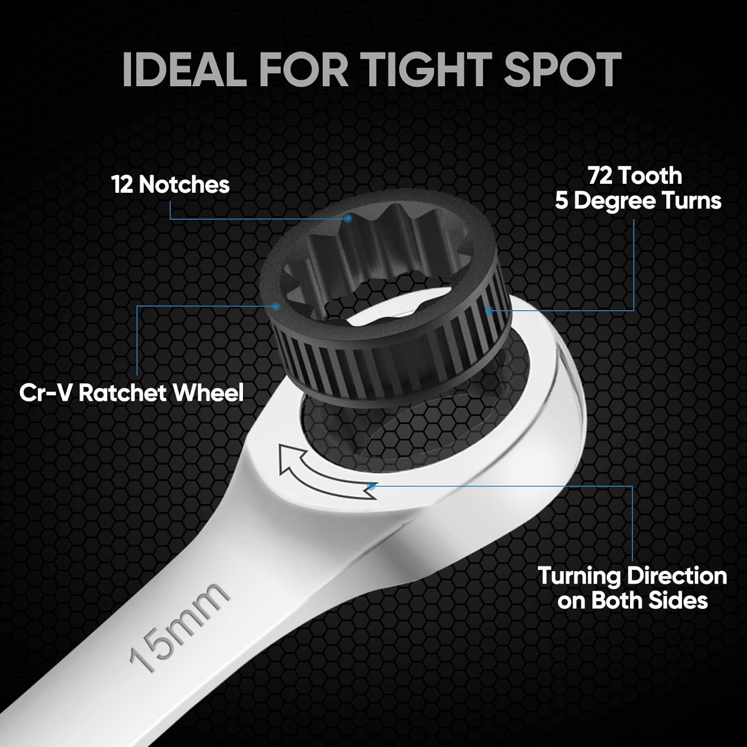 Bộ cờ lê TICONN 24 món có giá để đồ, cờ lê cơ học siêu mỏng chuyên nghiệp Cr-V (12" (SAE) và 12mm (hệ mét))
