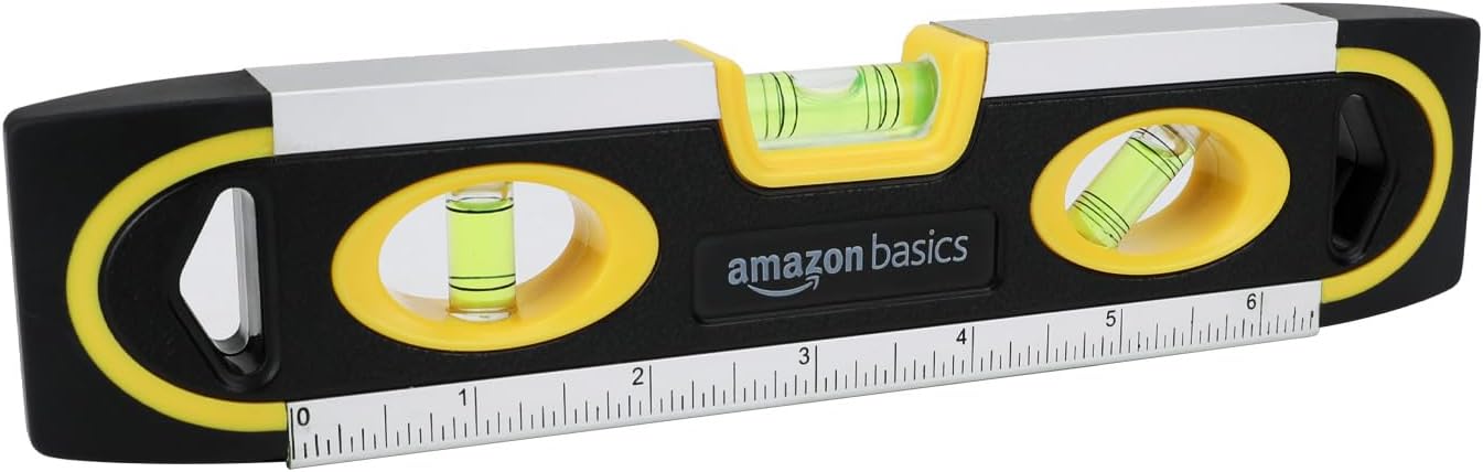 Thước thủy và mực nước ngư lôi từ tính 9 inch của Amazon Basics, bong bóng 180/90/45 độ, màu đen