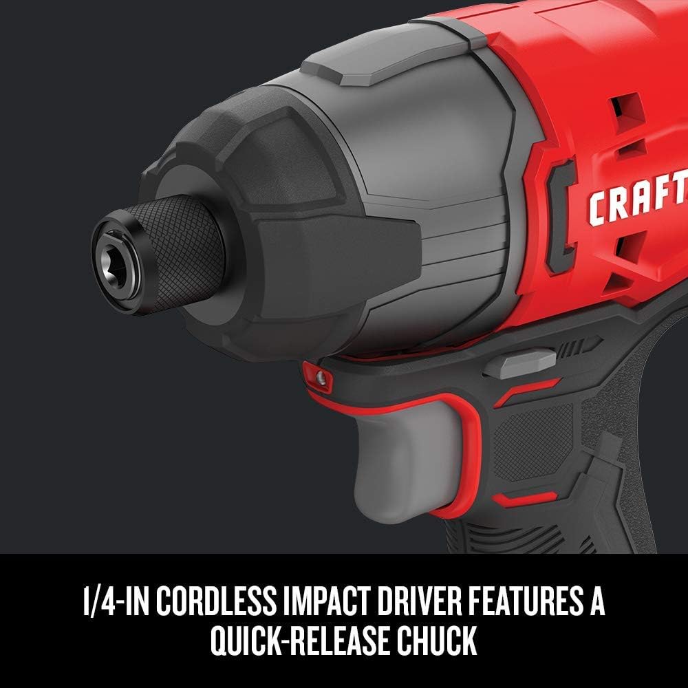 Máy khoan không dây và máy khoan động lực CRAFTSMAN V20 MAX, Bộ dụng cụ điện kết hợp với 2 pin và bộ sạc (CMCK200C2AM)