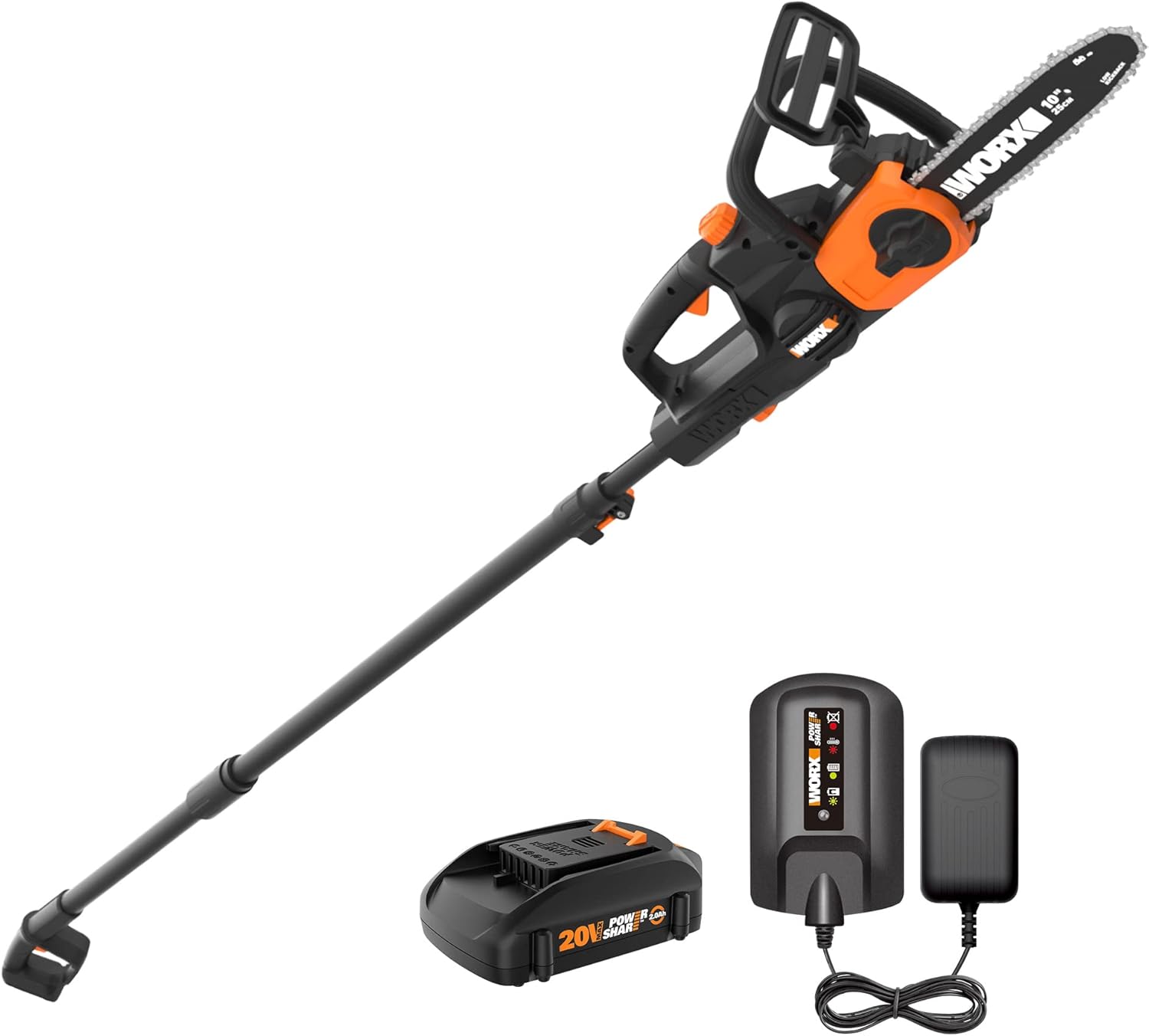 Máy cưa xích/cưa cột không dây Worx WG323 20V Power Share 10" có bộ căng tự động (Bao gồm pin và bộ sạc)Truy cập Cửa hàng hàng đầu của thương hiệu WORX