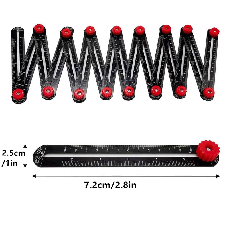 Thước đo đa góc, thước đo 16 cạnh, thước đo góc đa năng bằng hợp kim nhôm, thước đo góc, đục lỗ làm mộc, gạch lát sàn có thể điều chỉnh Thương hiệu: Zeromall