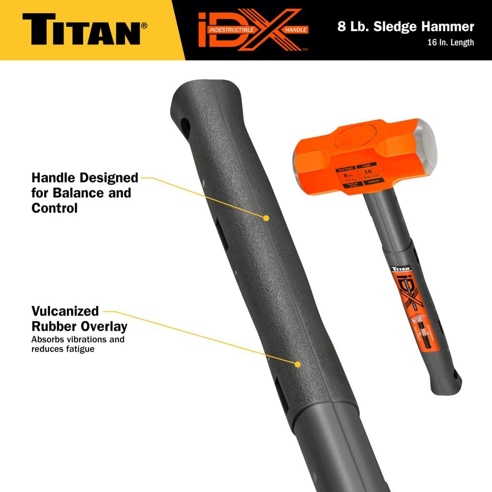 Búa tạ Titan iDX 63618 8 lb không thể phá hủy, tay cầm 16"