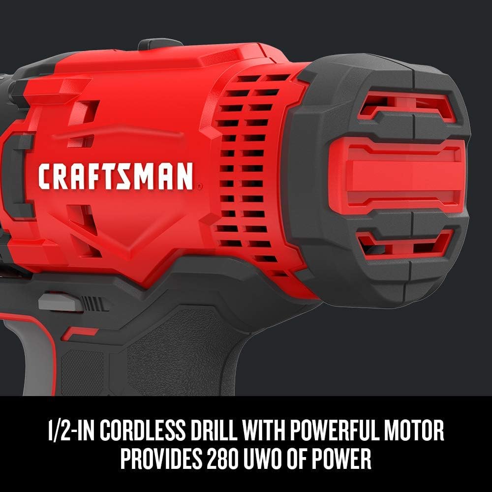 Máy khoan không dây và máy khoan động lực CRAFTSMAN V20 MAX, Bộ dụng cụ điện kết hợp với 2 pin và bộ sạc (CMCK200C2AM)