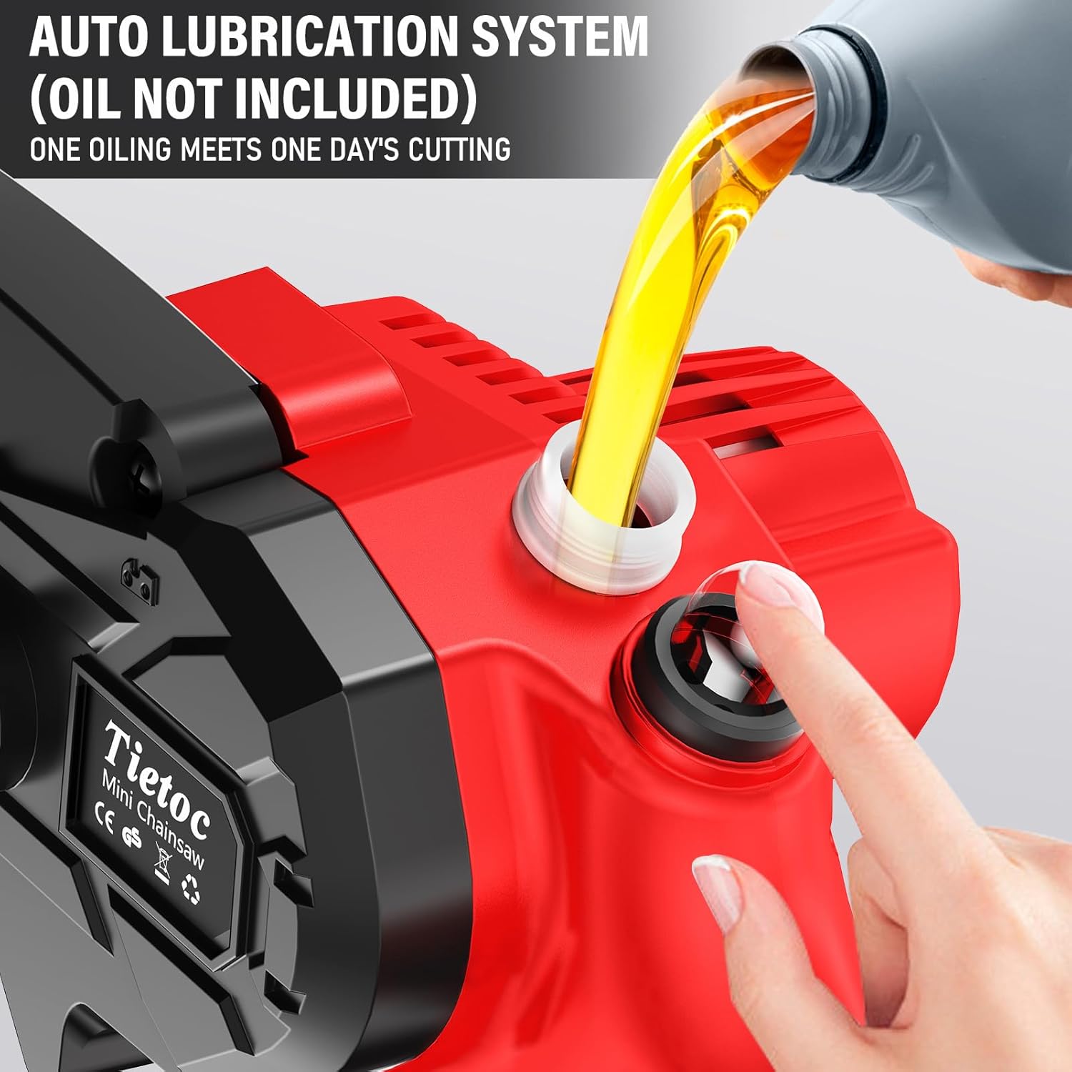 Cưa xích Tietoc Cưa xích điện mini 6 inch không dây dùng pin cầm tay để cắt tỉa gỗ/cây, dụng cụ gia đình và làm vườn, quà tặng cưa xích cho nam giới, bố, chồng, bố, người làm vườn 2025