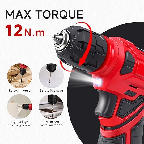 Bộ dụng cụ - Bộ dụng cụ khoan không dây 8V, Hộp dụng cụ 132 món có mũi khoan, Bộ dụng cụ gia dụng dành cho cả nam và nữ, Bộ khoan cầm tay cao cấp dành cho chủ nhà, người đam mê DIY và thợ sửa chữa - Màu đỏ