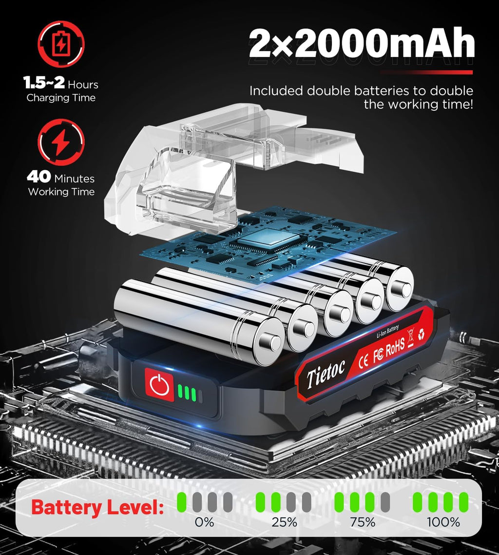 Cưa xích Tietoc Cưa xích điện mini 6 inch không dây dùng pin cầm tay để cắt tỉa gỗ/cây, dụng cụ gia đình và làm vườn, quà tặng cưa xích cho nam giới, bố, chồng, bố, người làm vườn 2025