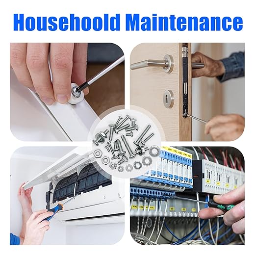 Bộ kết hợp bu lông và đai ốc 110PCS, bộ kết hợp phụ kiện phần cứng bằng thép không gỉ, với nhiều loại ốc vít, đai ốc, bu lông và vòng đệm (#4-40#6-32#8-32#10-24)