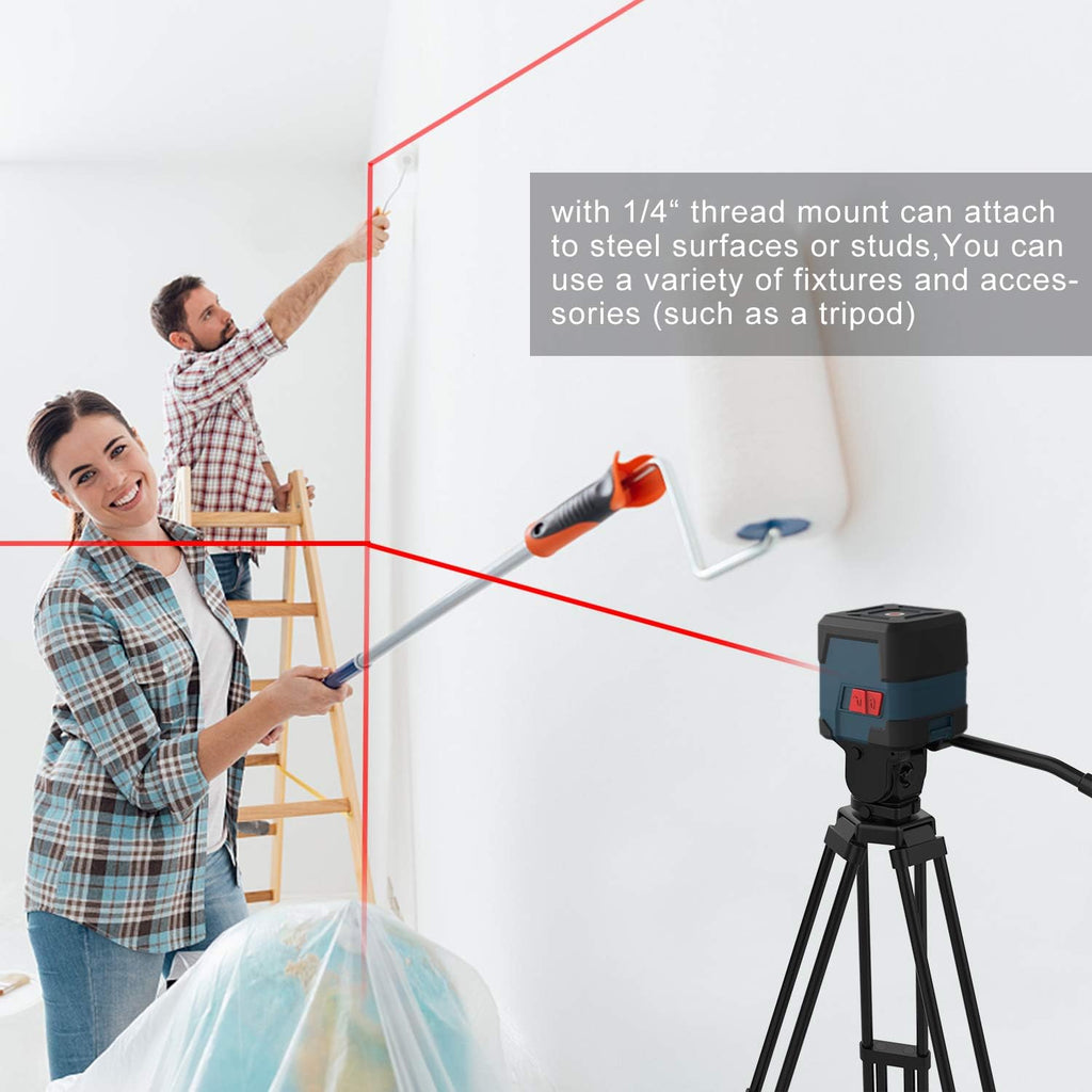 Máy cân bằng laser, máy cân bằng laser RockSeed Cross Line, vạch dọc và ngang, có thể xoay 360 độ, túi đựng, có pin (màu đỏ)