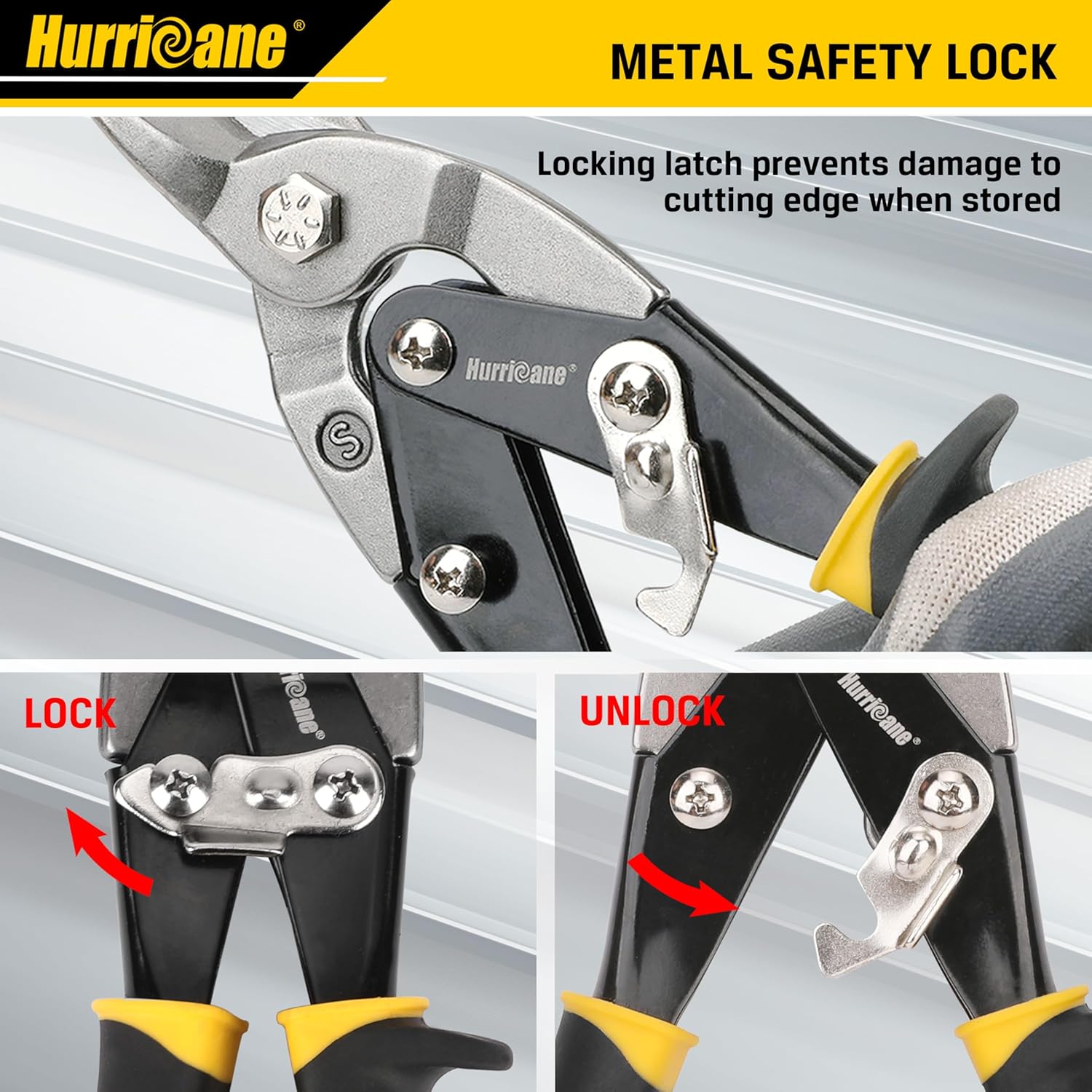 Kéo cắt thiếc hàng không HURRICANE 10" để cắt kim loại tấm, cắt thẳng, thép crom vanadi