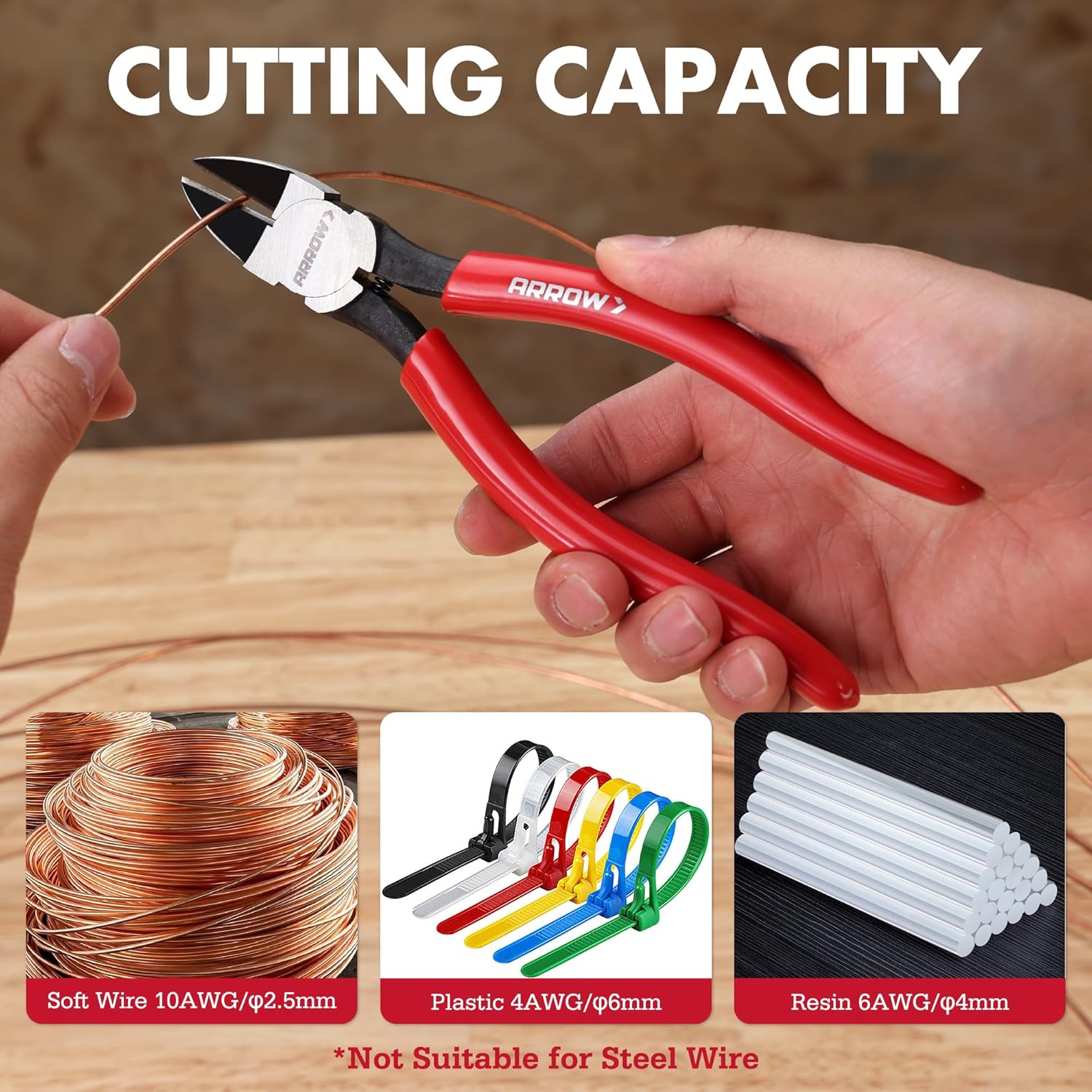 Kìm cắt dây chính xác ARROW 7 inch - Kìm cắt bên lò xo, Kìm cắt phẳng siêu sắc có tay cầm chống trượt để làm đồ trang sức, đồ thủ công, đồ điện tử, dây buộc, mô hình tự làm