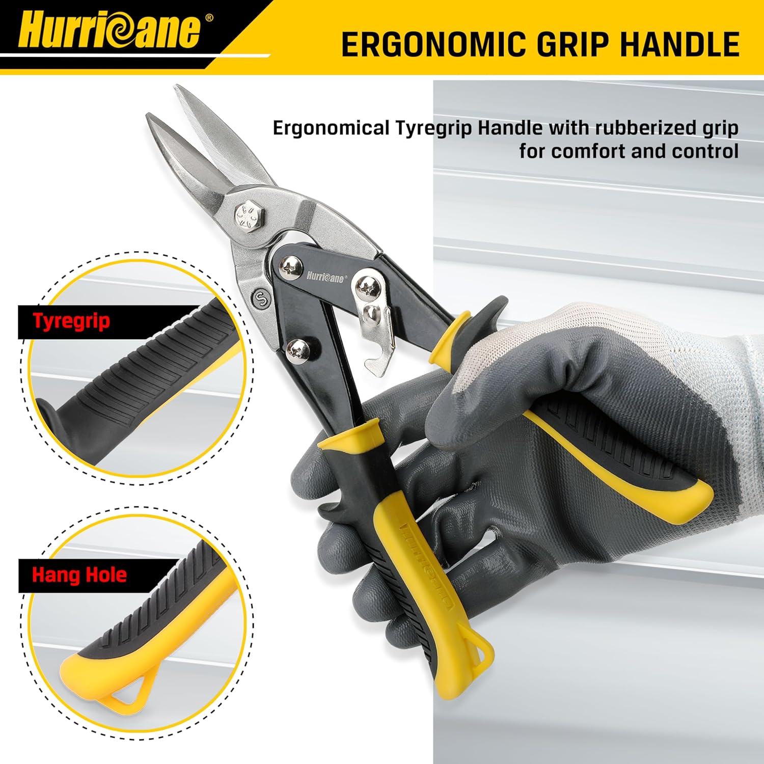 Kéo cắt thiếc hàng không HURRICANE 10" để cắt kim loại tấm, cắt thẳng, thép crom vanadi
