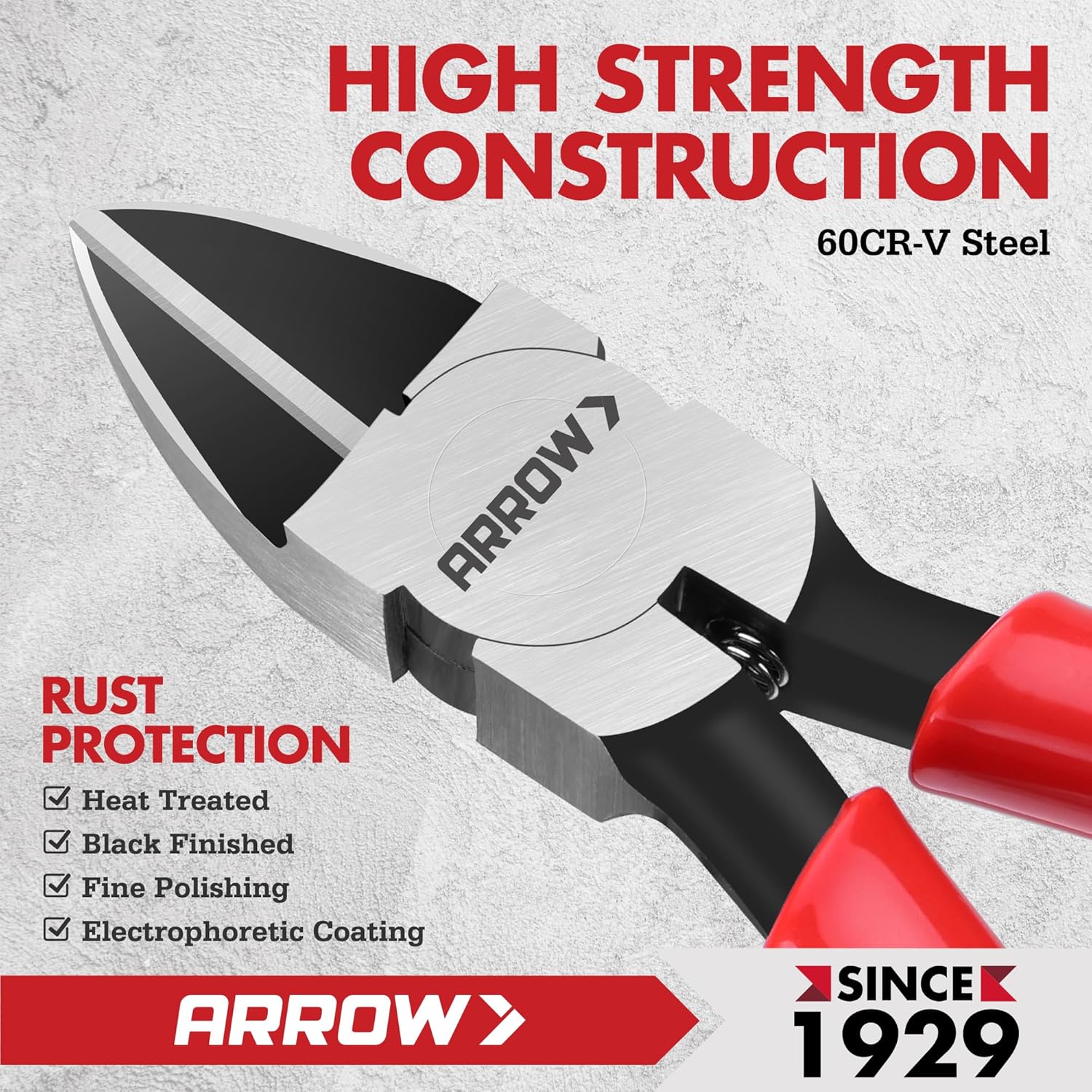 Kìm cắt dây chính xác ARROW 7 inch - Kìm cắt bên lò xo, Kìm cắt phẳng siêu sắc có tay cầm chống trượt để làm đồ trang sức, đồ thủ công, đồ điện tử, dây buộc, mô hình tự làm