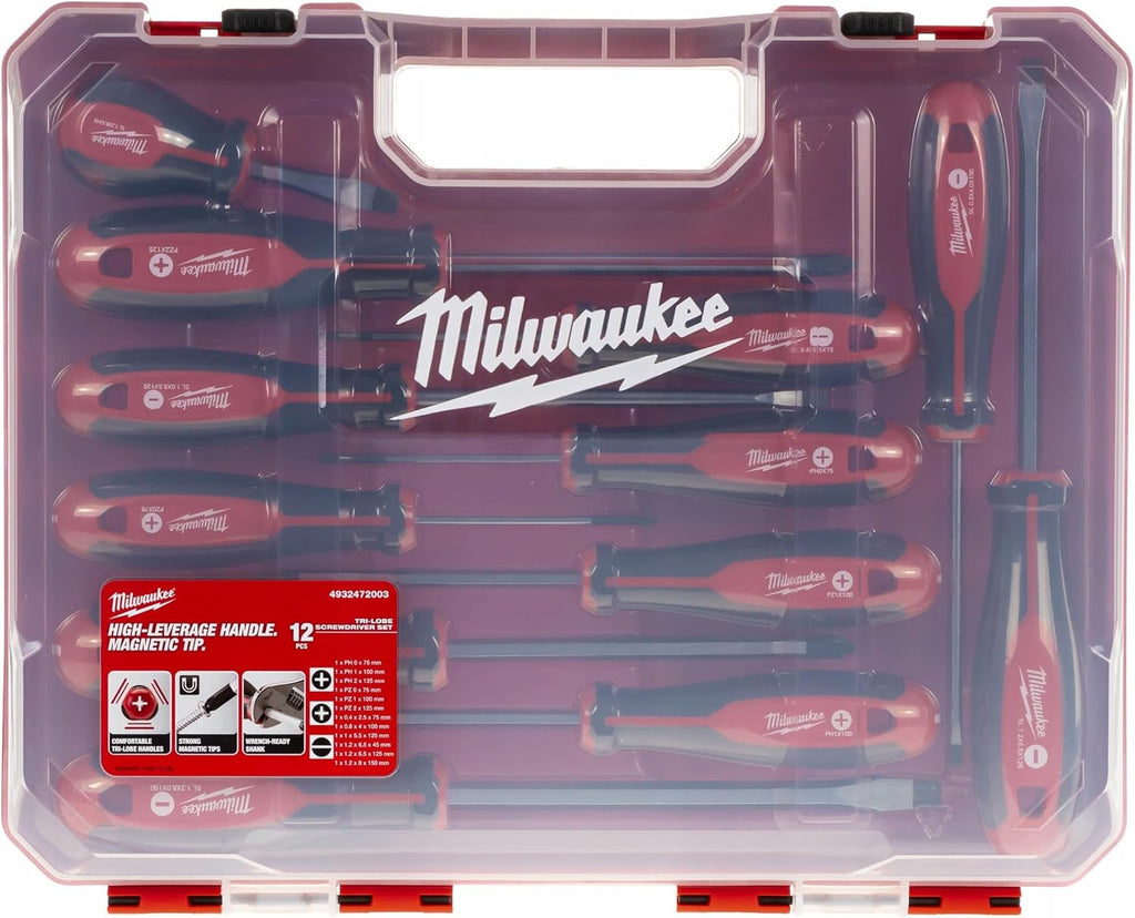 Bộ tua vít Milwaukee Clover 12 món 4932472003, màu đỏ