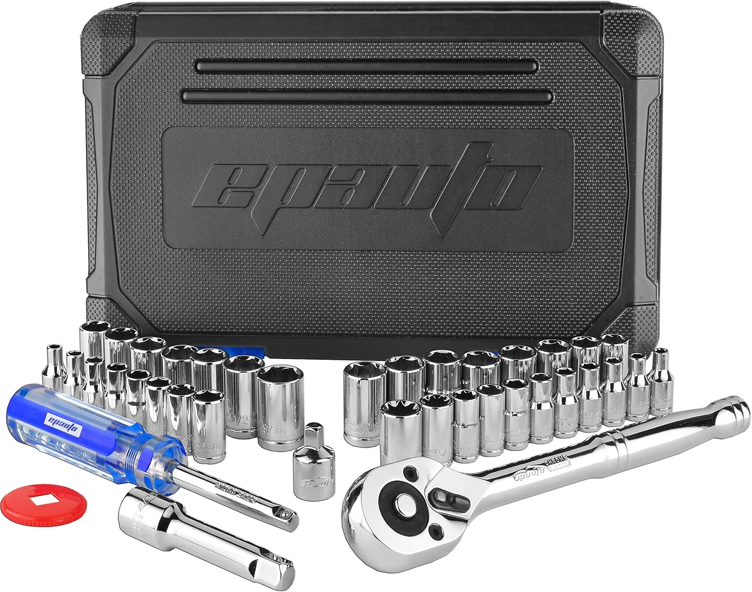 Bộ ổ cắm dẫn động 40 chi tiết 1/4" và 3/8" EPAuto có khóa gài đảo ngược 72 răng