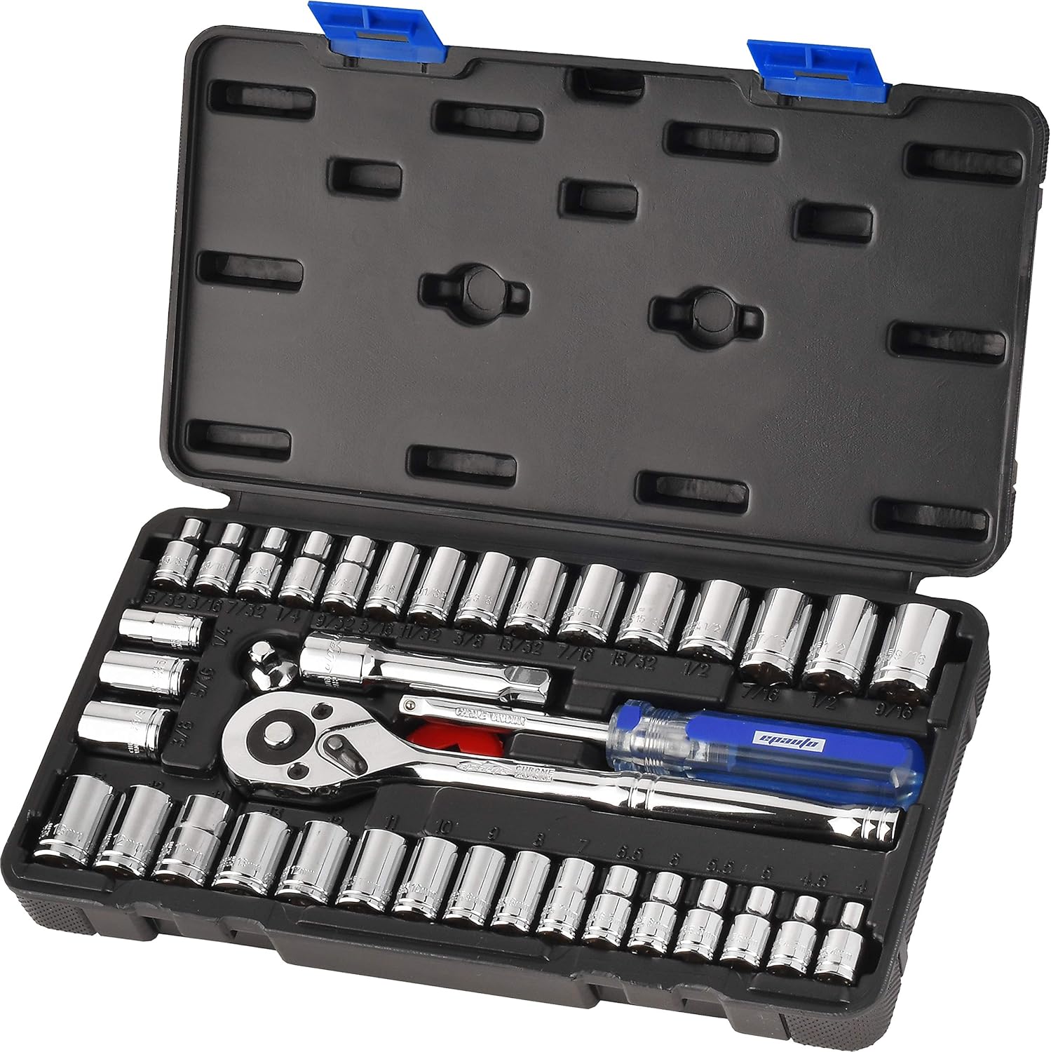 Bộ ổ cắm dẫn động 40 chi tiết 1/4" và 3/8" EPAuto có khóa gài đảo ngược 72 răng