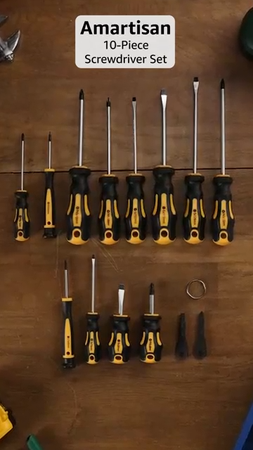 Bộ tua vít từ tính 10 món Amartisan, 5 đầu Phillips và 5 đầu có rãnh Bộ tua vít tay cầm đệm chuyên nghiệp